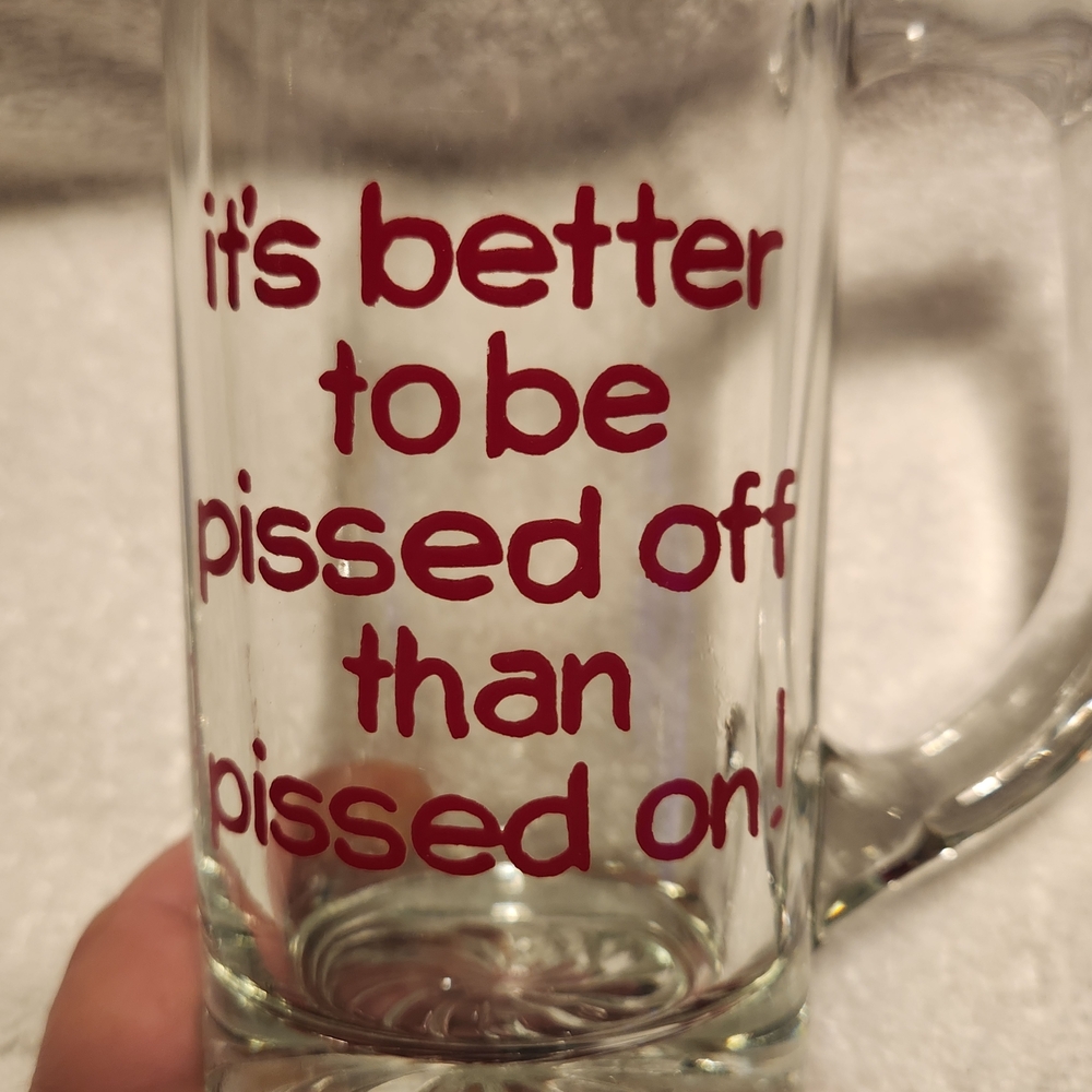 Clear Glass Mug with Dark Pink Text - Humorous Home Dining Mug